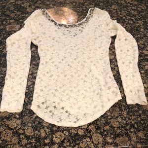 Free People long sleeve lace and sequin top